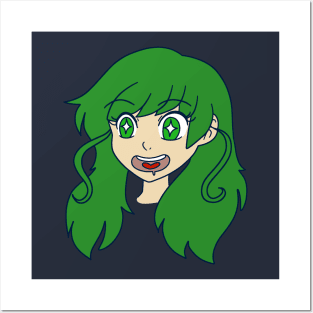 Happy Green Haired Girl Posters and Art